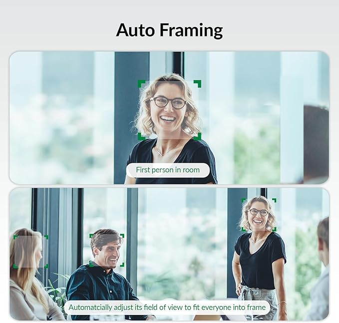 4K Video Conference Room Camera with AI Auto Framing Presenter &amp Speaker Tracking 120° Wide-Angle Webcam 5X Digital Zoom 4-Mic Array &amp 2 Speakers Works with Microsoft Teams Zoom Google