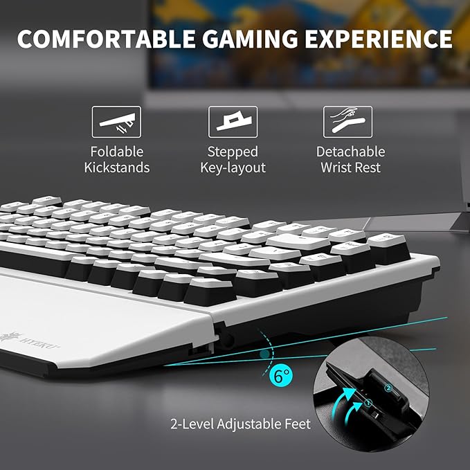 Hexgears X2 TKL Wireless Mechanical Gaming Keyboard with Magnetic Wrist Rest Dual-Mode 2.4GHz/USB-C Ergonomic Keyboard Pre-lubed Linear Switches White LED Backlit Computer Gaming Keyboards