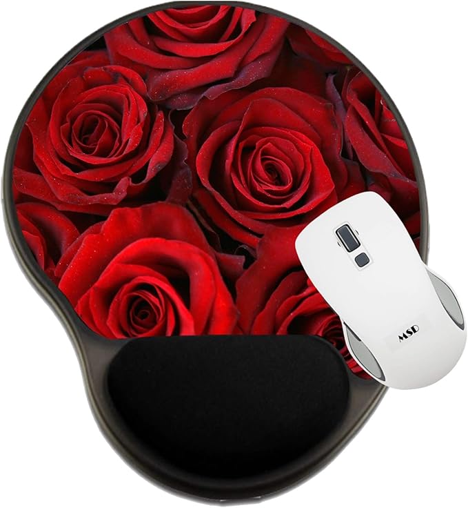 MSD Mousepad Wrist Rest Protected Mouse Pads Mat with Wrist Support Red roses background beautiful texture Photo 884255