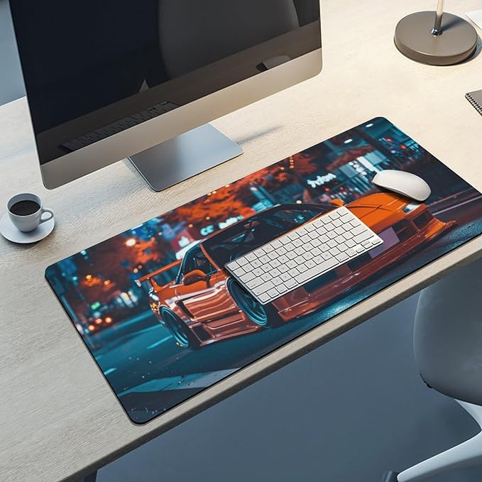 Large Mouse Pad JDM Cars NSX Night Driving Desk Mat Computer Accessories Gaming Office Organizers Supplies Decor Essentials Keyboard Pads for Desk Rubber 40x90cm