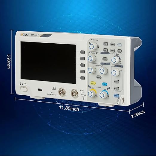 Abestop Lab Oscilloscope SDS1102 100MHz Digital Oscilloscope 2 Channels Oscillograph 1GS/s Sample Rate with 7 inch LCD for Multi Tester