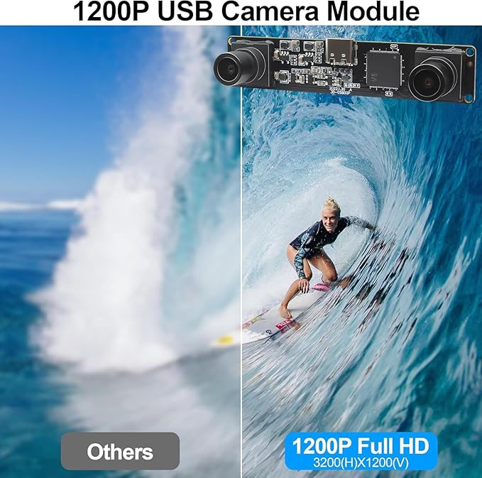 MMlove USB Stereo Camera Module 1200P 60FPS Global Shutter Synchronous Dual Lens 600P 120FPS High Speed 3D Webcam 94° Viewing Angle Lightburn Camera for VR Face RecognitionPC/Laptop/Raspberry Pi