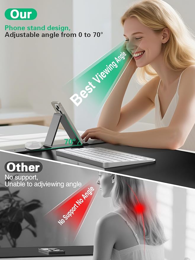 Mouse Pad with Foldable Phone Holder Wireless Charging Desk Mat 31.5x15.8 Large Mousepad with Superior Micro-Weave Cloth XXL Desk Pad with Non-Slip Waterproof Keyboard Pad for Home &amp Office