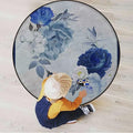 Romantic Flower Rugs Soft Non-Slip Indoor Outdoor Bedroom Home Decor Carpet Mat Yoga Mat Runner Rugs Doormat Round Rug Rustic Floral Design LavenderPale Blue Green Diameter 39.3 in