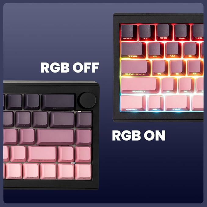 ZORNHER ST68 Wireless Ergonomic Split Mechanical Keyboard65% Pink &amp Purple Custom Creamy TKL Keyboard with KnobLighted Up PBT KeycapsPre-lubed Clicky SwitchesHot-SwappableRGB Backlit