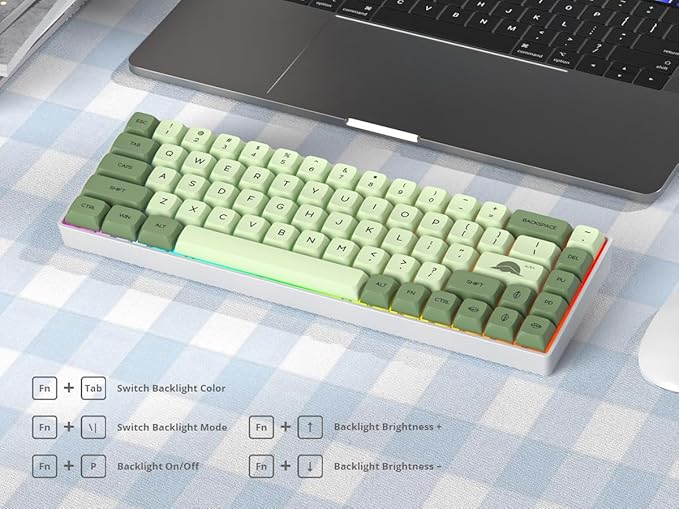 Green 65% Percent Small Mechanical Keyboard 68 Key RGB Gaming Keyboard Red Switch USB-C Wired Keyboard PBT XDA Keycaps Compact Mini Key Board for Game Office (68 Matcha)