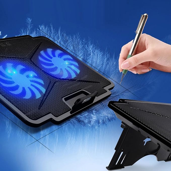 Laptop Cooling Pad Coolers for Notebook Gaming Fan Stable Stand Adjustable Gaming Coolers with 2 USB Port Notebook Accessories