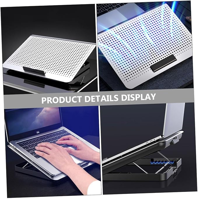 Adjustable Laptop Cooler Rack Level Height Stand Sturdy Aluminum Cooling Pad for Ergonomic Viewing and Neck Relief Computer Rack for Gaming and Video Use
