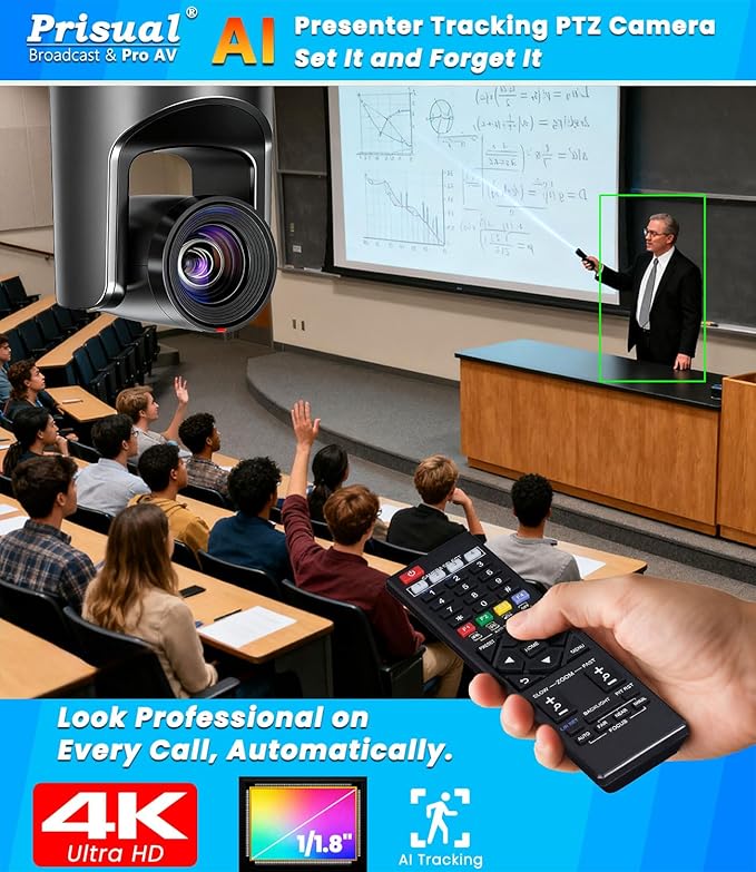 4K HDMI/IP/USB PTZ Camera 20X Advanced PTZ Auto Tracking Camera 1/1.8”4K UHD 30P with Built-in Tally Light for Church Conference Events PoE PT20X-4K (NDI upgradable)