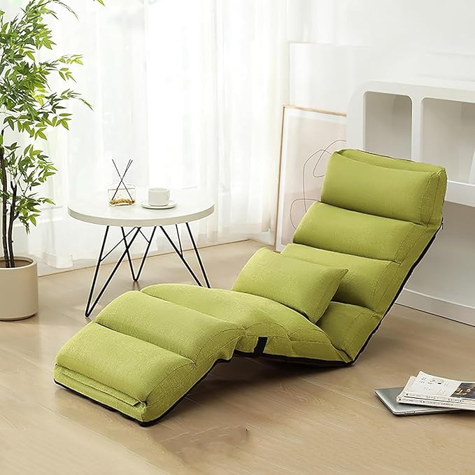 ELEFOCUS Adjustable 6-Position Floor Chair for Adults Thick Padded Lounger Pillow Folding Lazy Sofa for Gaming Sleeping(A)