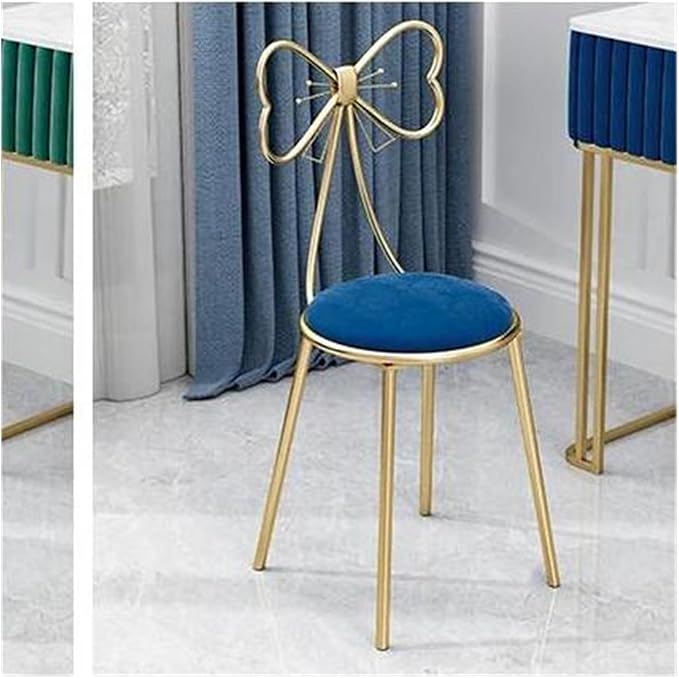 Round Stool Industrial Gaming Chair with Cushioned Seat for Office Bedroom and Vanity White Leather Home Furniture