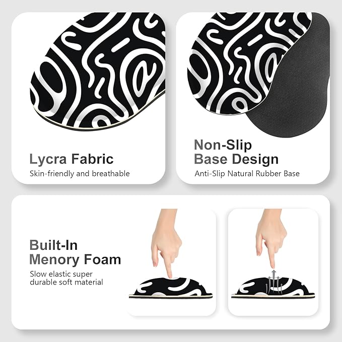Large Gaming Mouse Pad Set 4 in 1 Extended Keyboard Desk Mat with Wrist Rest Computer Game Mousepad Non-Slip Desk Pad Easy Typing Pain Relief for Home Office I Black White Topographic