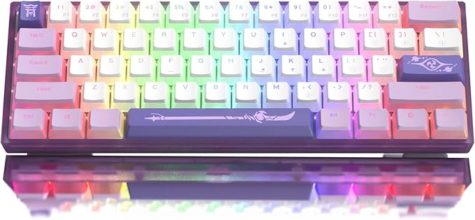 Womier 60% Percent KeyboardWK61 V2 Mechanical RGB Wired Gaming KeyboardHot-Swappable Creamy Key Board with PBT KeycapsLinear Red Switch for Windows/MAC (Purple)