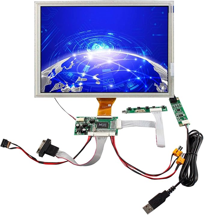 8 EJ080NA-05A 800X600 TTL LCD Screen with 4-Wire Resistive Touch Panel and VGA 2AV Controller Board 50pins