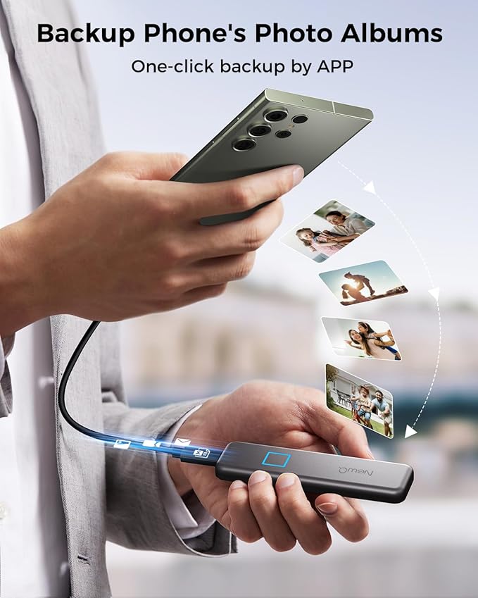 NEWQ 1TB Touch Portable SSD for USB C Device (with No-Cost APP) Backup Encryption Fingerprint External SSD for iPhone 17/16/15 Android Mac/Win Laptop (Not for iPhones/iPad with Lightning Port)