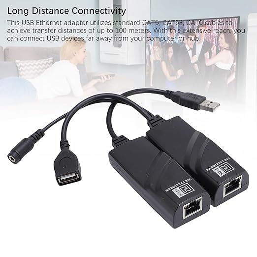 Zopsc USB Extender Over Ethernet 100m USB 2.0 to Network Extender Adapter Kit for CAT5 CAT5E CAT6 Cable for Printer Camera Hard Drive. (US Plug)