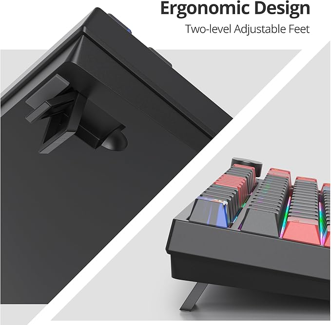 75% Mechanical Gaming Keyboard with Hot Swappable RGB Backlit Custom Knob Gasket Mount USB Wired Keyboard 82 Red Black Linear Red Switch Keys