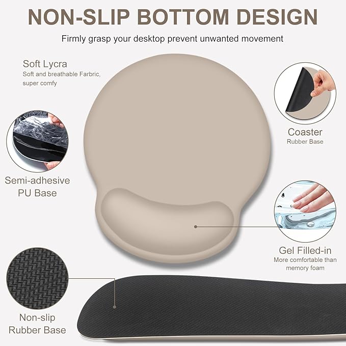 4 PCS Mouse Pad Desk Mat Protector Keyboard Wrist Rest + Comfortable Mouse Pad Wrist Rest +Coaster Large Gaming Mousepad for Computer Laptop 35.4X 15.7 Deskpad for Office Home I Apricot