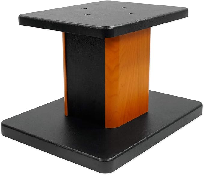 Rockville Pair RHT8C 8 Desktop Speaker Stands 66 lbs. Capacity Wood Finish Resonance-Free Cable Management Isolation Pads for Bookshelf/Studio Monitors