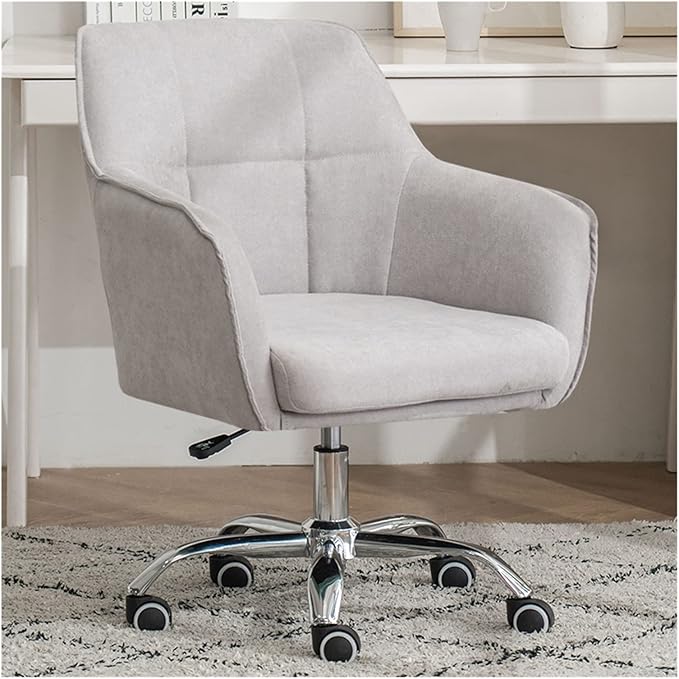 Adjustable Office Computer Chair with Armrest Office Chairs Home Study Computer Chair Furniture Swivel Lift Gaming Soft Backrest(White)