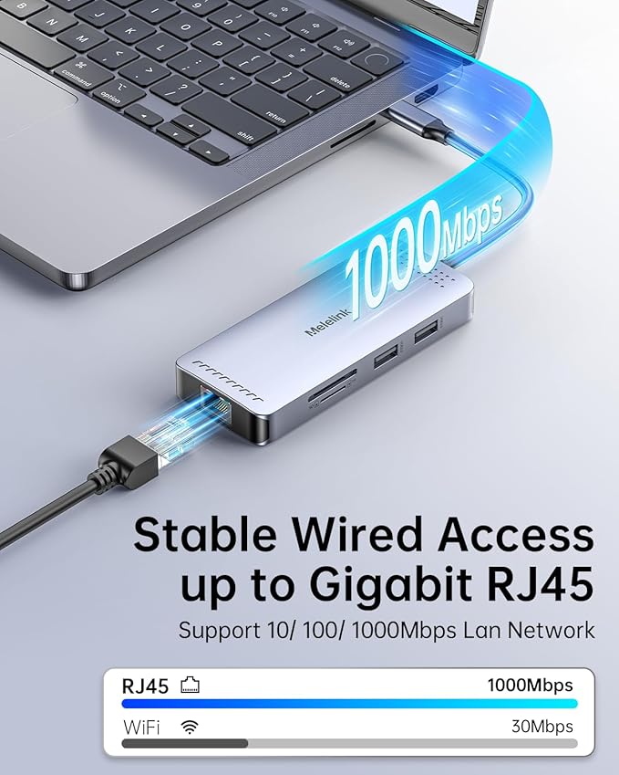 USB C Hub Ethernet 9 in 1 USB-C to Ethernet Multiport Adapter Dongle with HDMI 4K@60Hz 100W PD Charging Gigabit RJ45 SD/TF Card Reader USB A&ampC 3.0 USBC Dock for MacBook Dell Lenovo HP