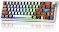 womier L65 60% Mechanical Keyboard Wireless with Knob White Gaming Keyboard 4000mAh Battery Tri Mode USB-C/BT5.0/2.4G Gasket Mounted Key Board RGB Hot Swappable with Anime keycaps-Linear Switch