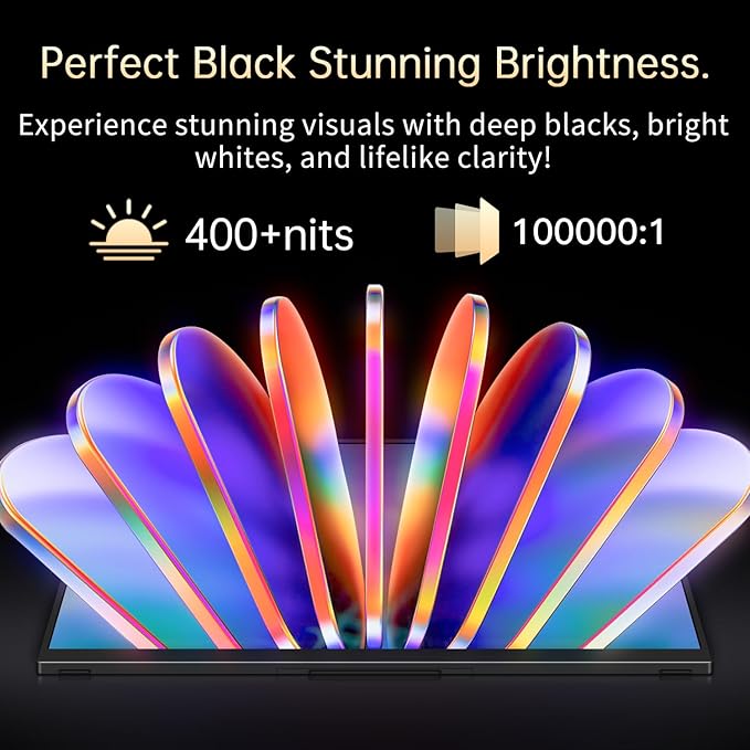 Portable Monitor OLED 4K 3840×2400 14 Ultra Slim Travel Monitor 400+ Nits |100% DCI-P3 | 1000000:1 Contrast HDMI USB C External Monitors for Laptop Mabook PC