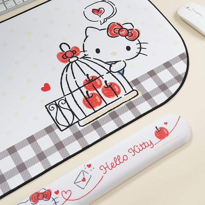 Cartoon Cat Mouse Pad Wrist Rest Support Set Non-Slip Desk Mat and Memory Foam Wrist Rest for Keyboard and Mouse Perfect for Gaming or Home Office Work - HLK