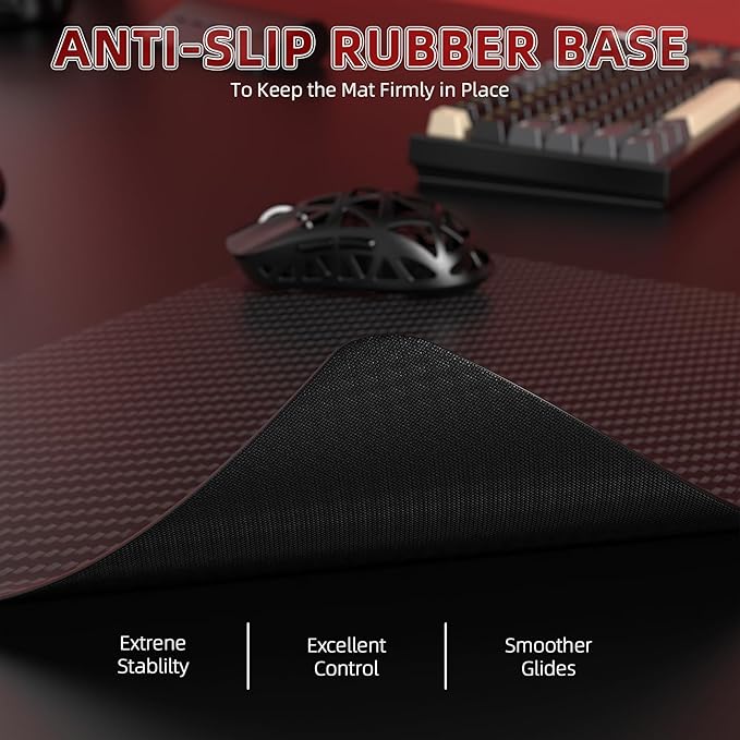 Attack Shark CM04 Carbon Fiber Gaming Mouse MatEsports Mouse Pad G240Smooth Glide Feeling with Steady ControlWaterproofNon-Slip Rubber Base Stitched Edge Gamer Office Home (14 x 11)