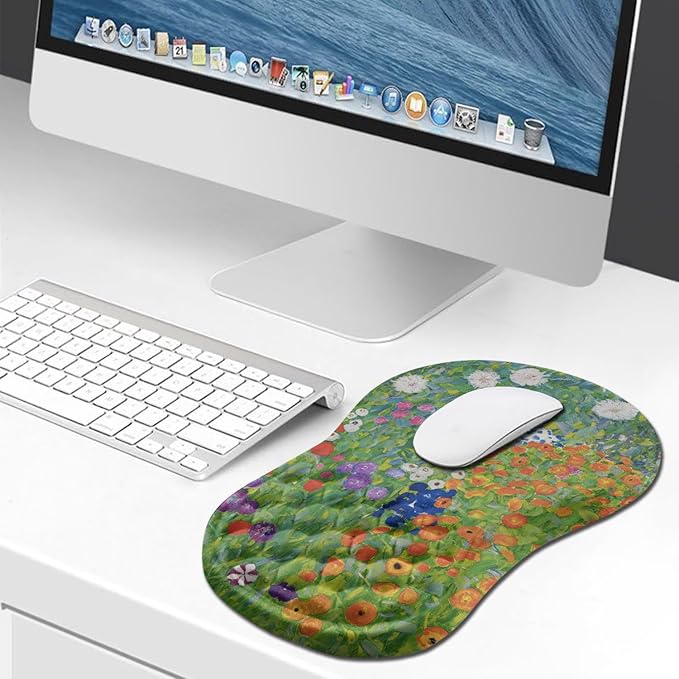 Hokafenle Ergonomic Mouse Pad Wrist Support Wrist Rest Mousepad for Carpal Tunnel Pain Relief with Integrated Memory Foam Slope Massage Bulge (11.8x7.9 inchCute Floral