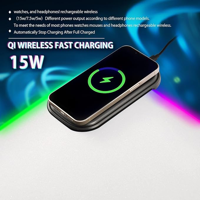 White Mouse Pad Gaming Mousepad Non Slip Desk Mat Wireless Charging RGB Computer Mouse Pads Keyboard Mats Pad for Desktop Home Office 31.5 x 11.8 in