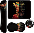 Keyboard Wrist Rest + Mouse Pad + Mouse Wrist Rest Support Set + Coaster Ergonomic Memory Foam Mouse and Keyboard Pad Set for Laptop Computer Office Home Working Gaming African Women Queen