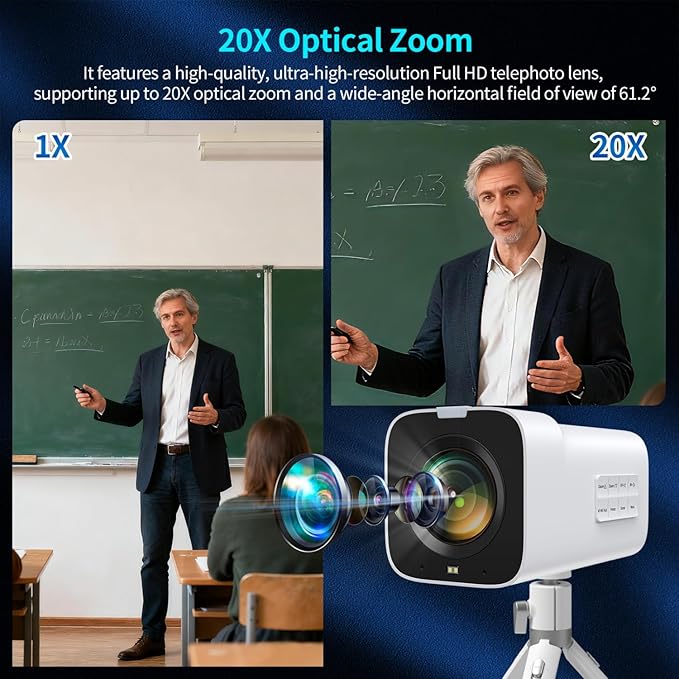 TOALLIN 4K 60FPS Box Video Camera 20X Optical Zoom Support PoE/SDI/HDMI/USB TOF AutoFocus Built-in Dual Mics Live Streaming Camera for Church Worship Online Education &amp Video Conferencing