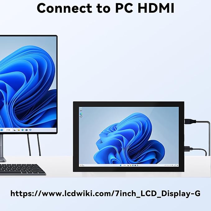 7 Inch Mini Monitor Small Monitor with Capacitive Touch Screen 1024 * 600 High Pixel Display Full View HDMI- IPS Monitors Portable for Raspberry Piscreen 、for BB Black、for Banana Pi etc