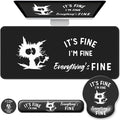 Desk Mat Set + Keyboard and Mouse Pad with Wrist Rest Support4-in-1 Large Mousepad Computer Mats for Desktop Home &amp Office-It's fine I'm fine Everything is fine