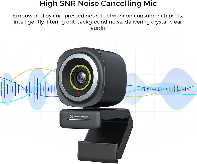 NearStream 2K Webcam for PC Full HD 1080P Webcam with Noise-Canceling Mic Auto FocusSoftware Control Adjustable FOV Plug&ampPlay Compact Web Camera for Desktop Computer for Zoom/Skype/Teams (V0