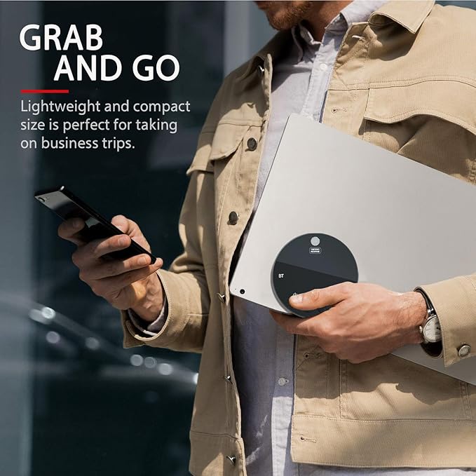 Conference Speaker and Microphone Bluetooth Speakerphone with 360° Voice Pickup USB-C Plug &amp Play Compatible with Leading Platforms for Personal Workspaces