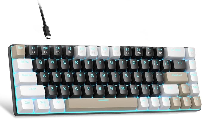 MageGee Portable 60% Mechanical Gaming Keyboard MK-Box LED Backlit Compact 68 Keys Mini Wired Office Keyboard with Brown Switch for Windows Laptop PC Mac - Black/Coffee Color