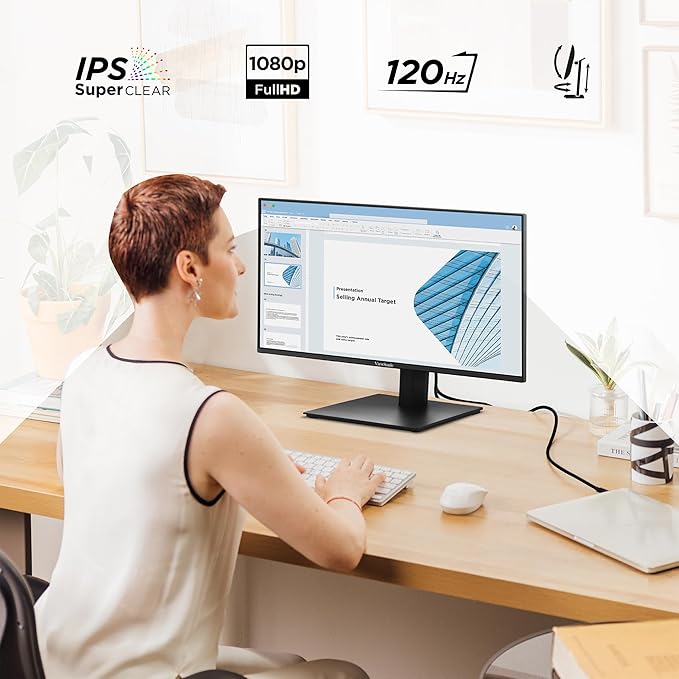 Viewsonic VA2448-MHJ 24 Inch Full HD 1080p IPS Monitor with 120Hz Advanced Ergonomics Eye Care HDMI and VGA Inputs for Home and Office