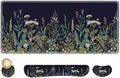 AIMSA Large Gaming Mouse Pad Set Keyboard Wrist Rest Support + Extended Mouse Pad + Mouse Wrist Cushion + Coaster Ergonomic Multifunctional Desk Mat 35x15.7in Anti-Slip Rubber Base (Flowers Plants)
