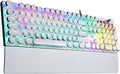 AULA F2088 Typewriter Style Mechanical Gaming KeyboardRainbow LED BacklitRemovable Wrist RestMedia Control KnobRetro Punk Round KeycapsUSB Wired Computer KeyboardWhite (Renewed)