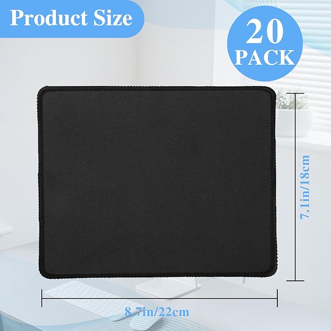 20 Pack Mouse Pad with Stitched Edge2mm Black Mouse PadsMousepads with Non Slip Rubber BasePremium-Textured &amp Waterproof Mousepad for Computers Laptop Office Home8.7x7.1In