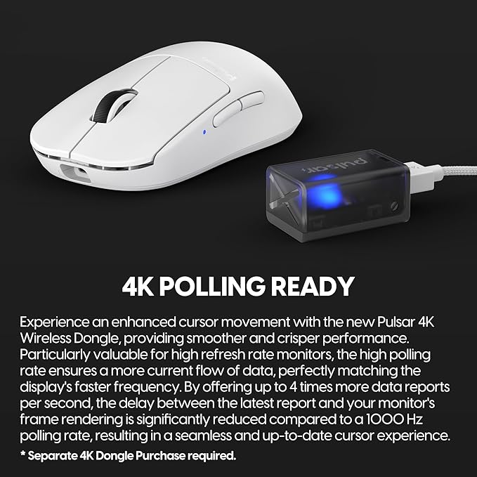 Pulsar Gaming Gears X2V2 Wireless Gaming Mouse Ultra Lightweight 1.87 oz (53 g) Symmetrical Optical Switch 2.4 Ghz 1 ms 26000 DPI PAW3395 Sensor (Medium Wireless White) (Renewed)