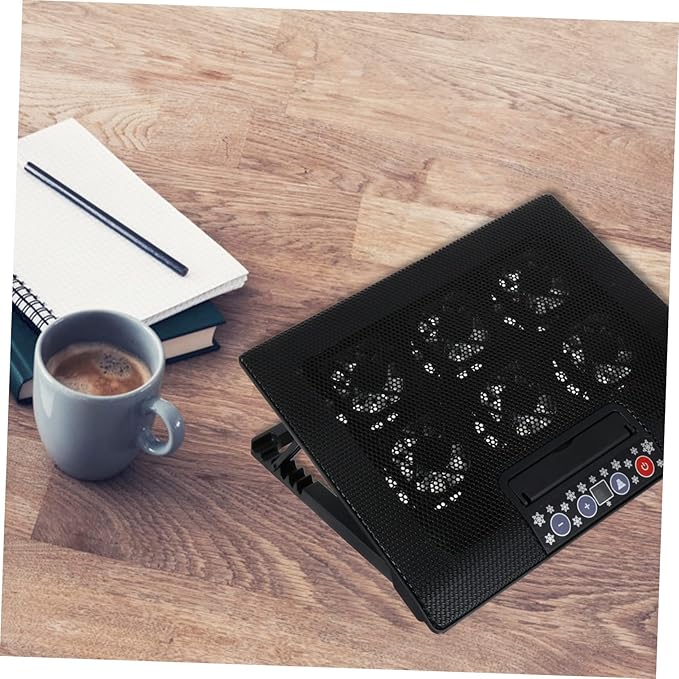 Multi-Angle Adjustable Laptop Cooling Stand Six Fans Base and Variable Speed Control for Enhanced Comfort and Heat Dissipation