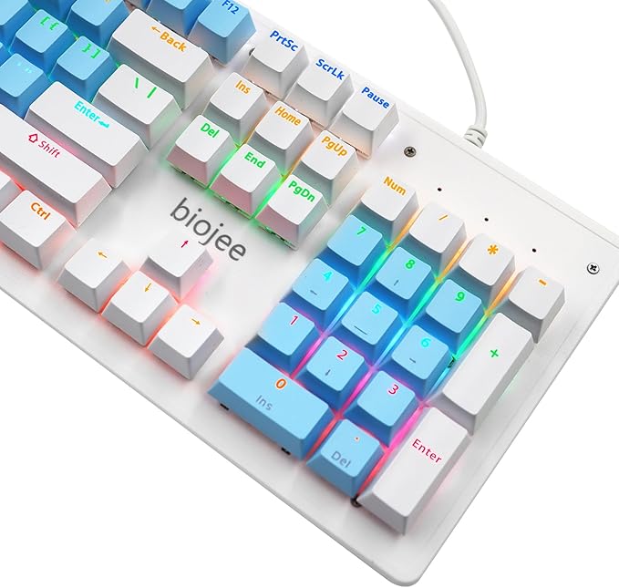 Estink Wired Mechanical Keyboard 104-Key Real Mechanical Gaming Keyboard Rainbow Backlit Keyboard Ergonomic Design USB Wired Keyboard for Wins PC Laptop for Game and Office (Brown