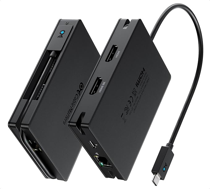 Cable Matters 8-in-1 Portable 40Gbps Dual HDMI USB4 Hub USB 4 Dock with 2X 4K@60Hz or 1x 4K@120Hz / 8K@30Hz 100W PD Gigabit Ethernet Compatible with Thunderbolt 4 (*macOS's Display Limitation)