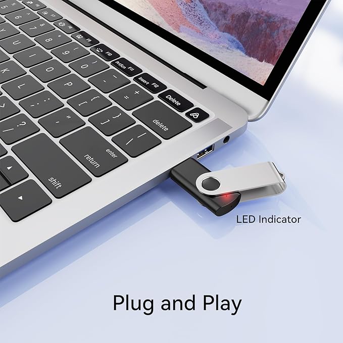 JUANWE 64GB USB Flash Drives 5 Packs USB 2.0Thumb Drives Foldable 360°Swivel Memory USB Stick with Lanyard Hole Jump Drive Pen Drive Zip Drive Portable Flashdrive for PC Mutipack Black