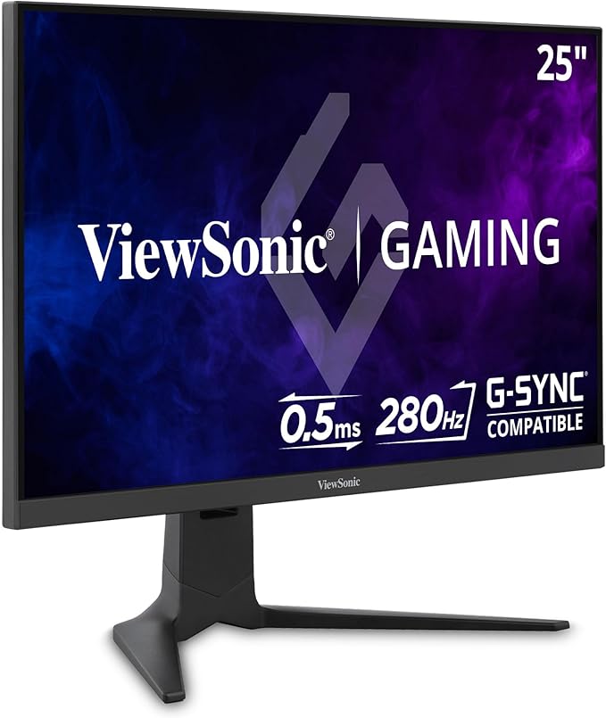 ViewSonic XG2536 25 Inch 1080p IPS Gaming Monitor with 280Hz 0.5ms FreeSync Premium NVIDIA G-Sync Compatible RGB Lighting Advanced Ergonomics HDMI DP and 65W USB-C Inputs