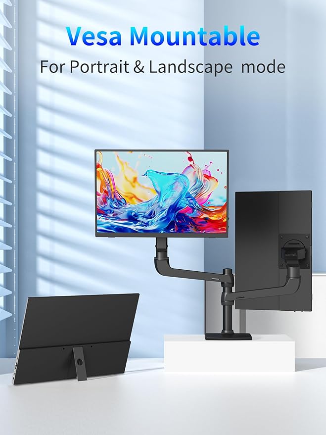 4K Portable Monitor 13.3 UHD IPS Laptop Screen Slim Lightweight Dual USB C HDMI Computer Gaming Display with Speakers Travel Monitor for PC Phone PS5/4 Xbox Switch
