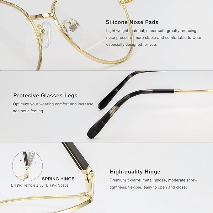 RB. Pilot Retro Cateye Reading Glasses for Women Blue Light Blocking Computer Glasses Spring Hinge Readers